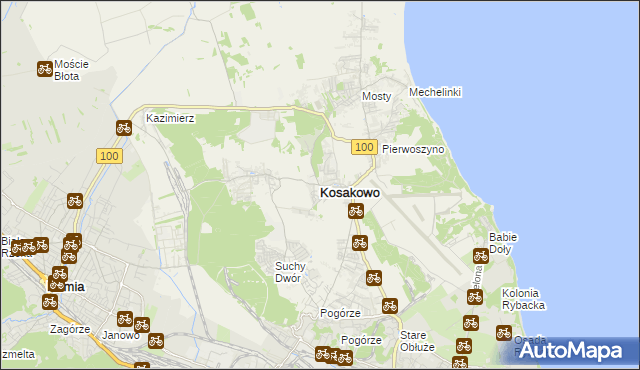 mapa Kosakowo powiat pucki, Kosakowo powiat pucki na mapie Targeo