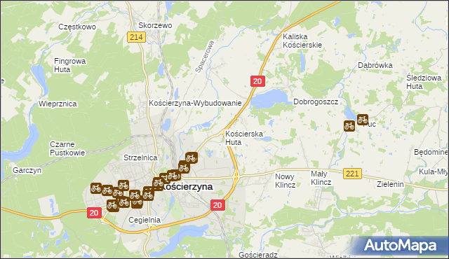 mapa Kościerska Huta, Kościerska Huta na mapie Targeo