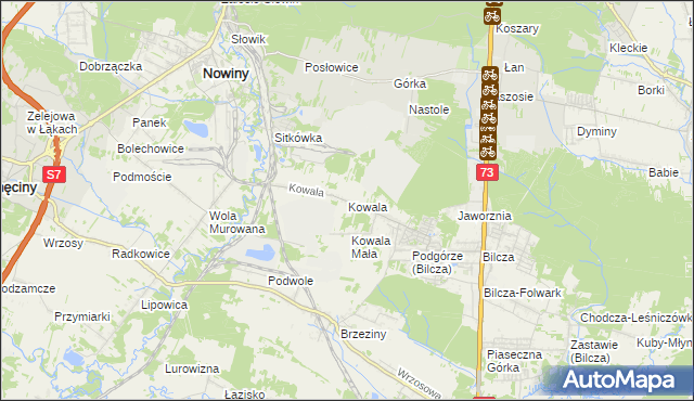 mapa Kowala gmina Sitkówka-Nowiny, Kowala gmina Sitkówka-Nowiny na mapie Targeo