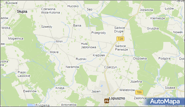 mapa Krężołek, Krężołek na mapie Targeo