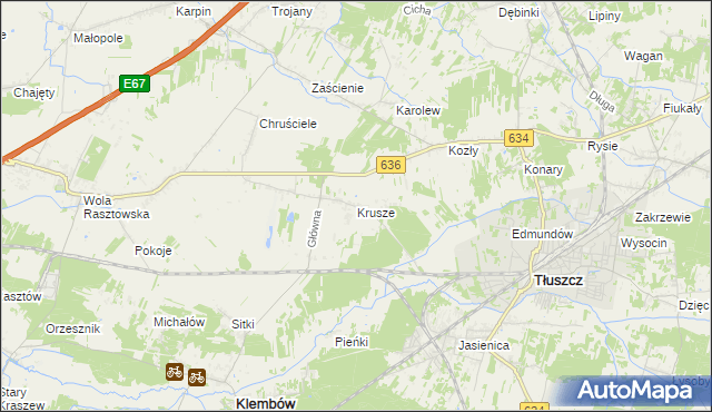 mapa Krusze gmina Klembów, Krusze gmina Klembów na mapie Targeo