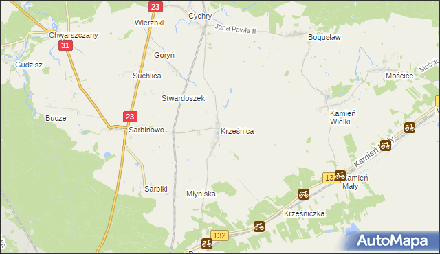 mapa Krześnica, Krześnica na mapie Targeo