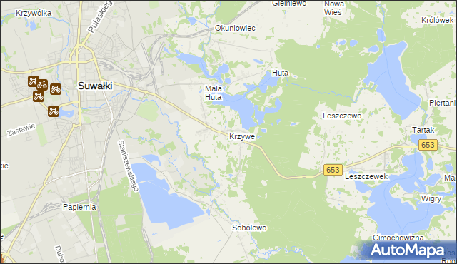 mapa Krzywe gmina Suwałki, Krzywe gmina Suwałki na mapie Targeo