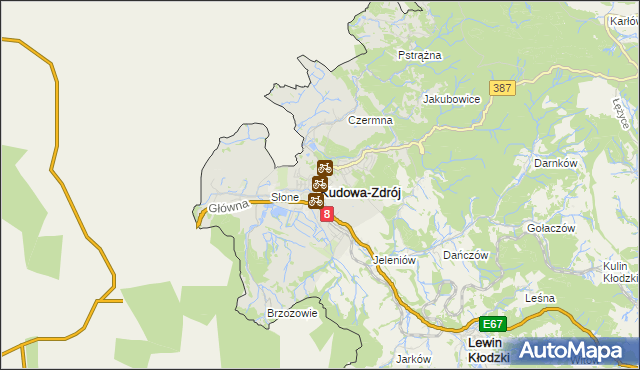 mapa Kudowa-Zdrój, Kudowa-Zdrój na mapie Targeo