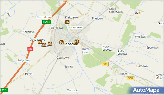 mapa Kurza Góra, Kurza Góra na mapie Targeo