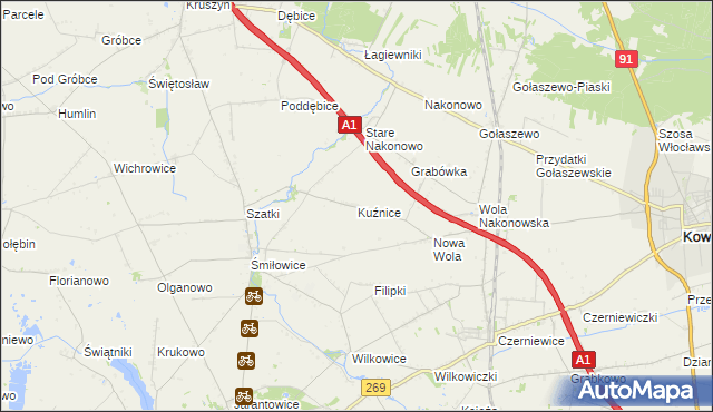 mapa Kuźnice gmina Choceń, Kuźnice gmina Choceń na mapie Targeo