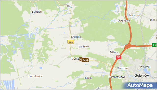 mapa Łaniewo gmina Goleniów, Łaniewo gmina Goleniów na mapie Targeo