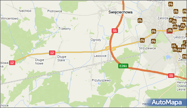 mapa Lasocice gmina Święciechowa, Lasocice gmina Święciechowa na mapie Targeo