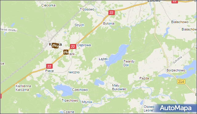 mapa Łążek gmina Kaliska, Łążek gmina Kaliska na mapie Targeo