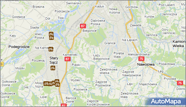 mapa Łazy Biegonickie, Łazy Biegonickie na mapie Targeo