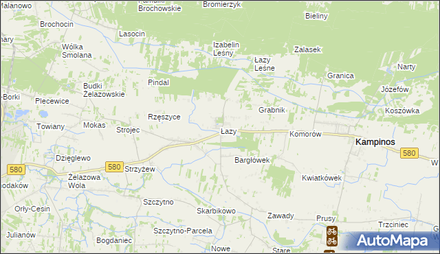 mapa Łazy gmina Kampinos, Łazy gmina Kampinos na mapie Targeo