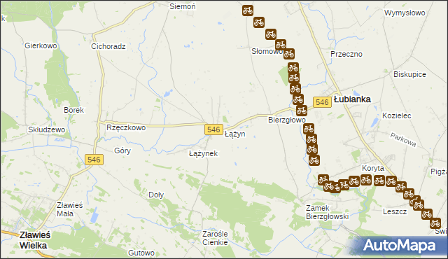 mapa Łążyn gmina Zławieś Wielka, Łążyn gmina Zławieś Wielka na mapie Targeo