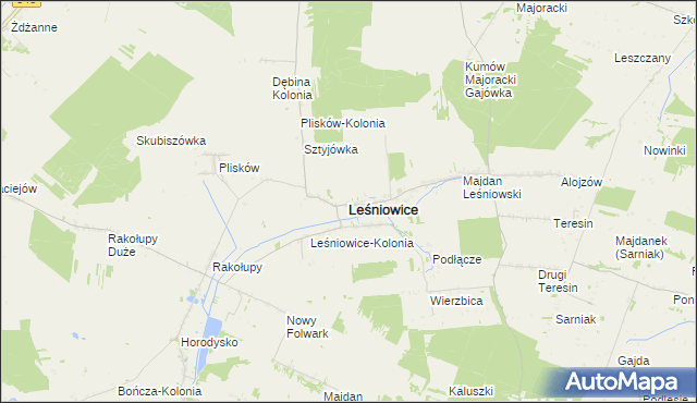 mapa Leśniowice, Leśniowice na mapie Targeo