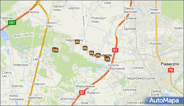 mapa Lesznowola powiat piaseczyński, Lesznowola powiat piaseczyński na mapie Targeo