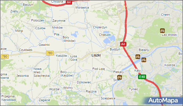 mapa Liszki powiat krakowski, Liszki powiat krakowski na mapie Targeo