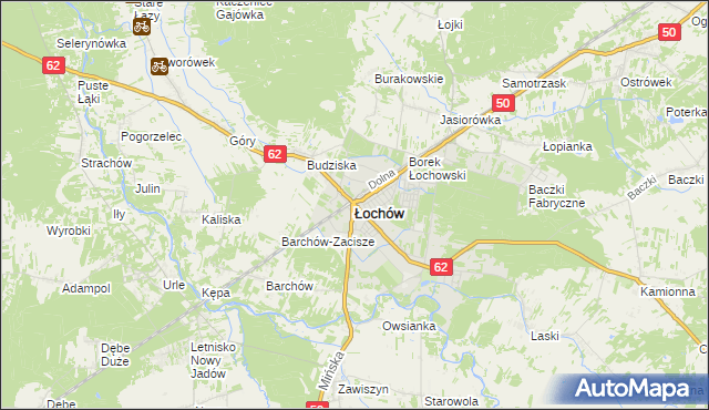 mapa Łochów powiat węgrowski, Łochów powiat węgrowski na mapie Targeo