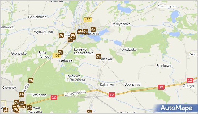 mapa Łoniewo gmina Osieczna, Łoniewo gmina Osieczna na mapie Targeo