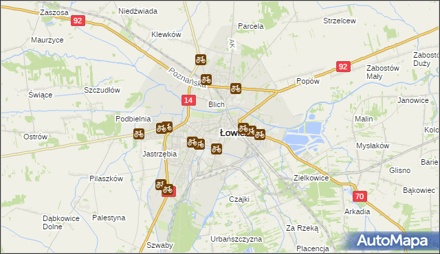 mapa Łowicza, Łowicz na mapie Targeo