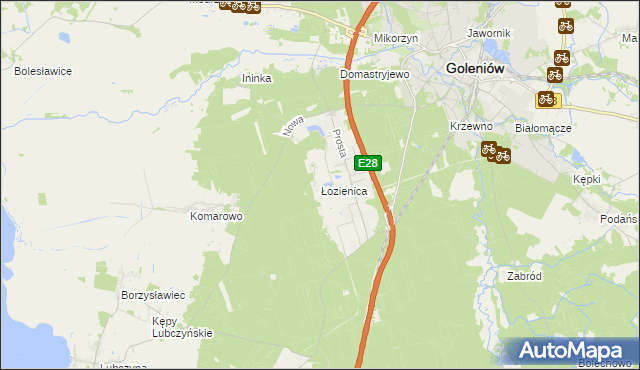 mapa Łozienica, Łozienica na mapie Targeo