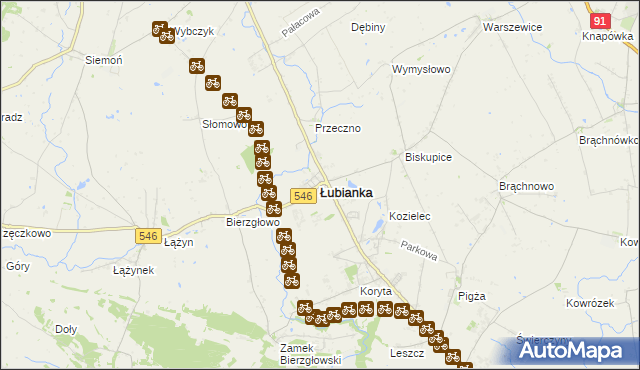 mapa Łubianka powiat toruński, Łubianka powiat toruński na mapie Targeo