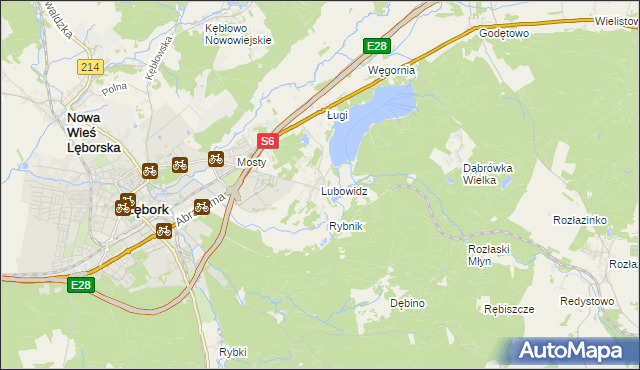 mapa Lubowidz gmina Nowa Wieś Lęborska, Lubowidz gmina Nowa Wieś Lęborska na mapie Targeo