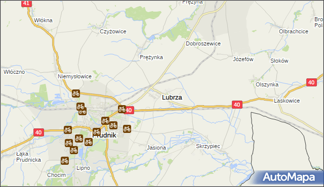 mapa Lubrza powiat prudnicki, Lubrza powiat prudnicki na mapie Targeo