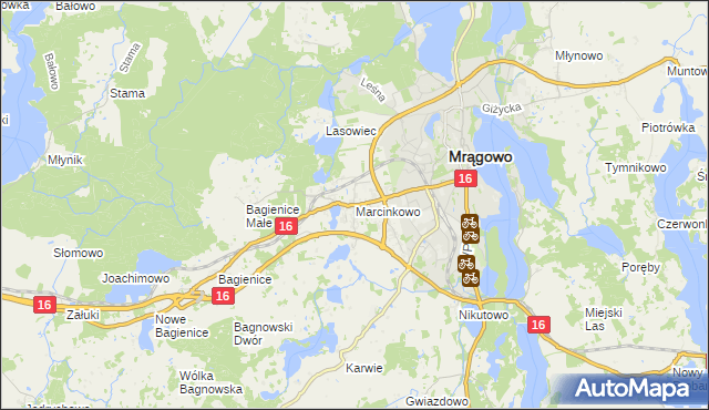 mapa Marcinkowo gmina Mrągowo, Marcinkowo gmina Mrągowo na mapie Targeo