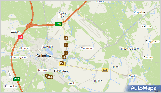 mapa Marszewo gmina Goleniów, Marszewo gmina Goleniów na mapie Targeo