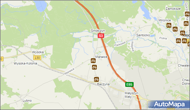 mapa Marwice gmina Lubiszyn, Marwice gmina Lubiszyn na mapie Targeo