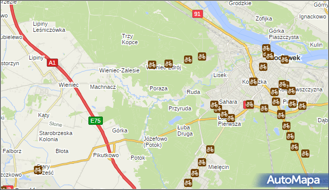 mapa Mazury gmina Brześć Kujawski, Mazury gmina Brześć Kujawski na mapie Targeo