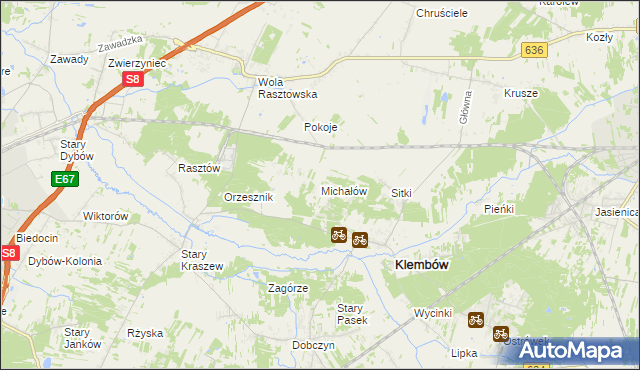 mapa Michałów gmina Klembów, Michałów gmina Klembów na mapie Targeo