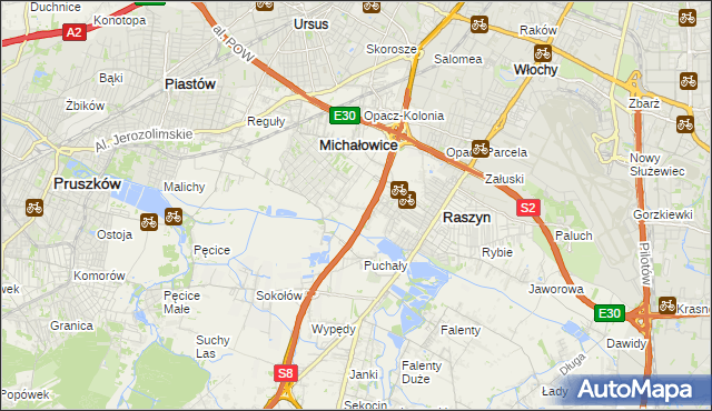 mapa Michałowice-Wieś, Michałowice-Wieś na mapie Targeo