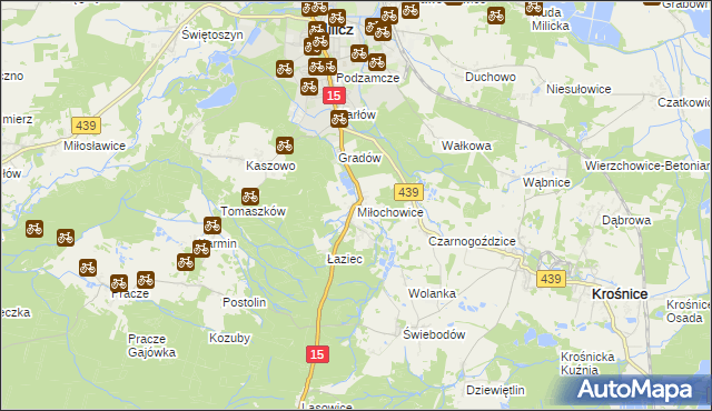 mapa Miłochowice, Miłochowice na mapie Targeo