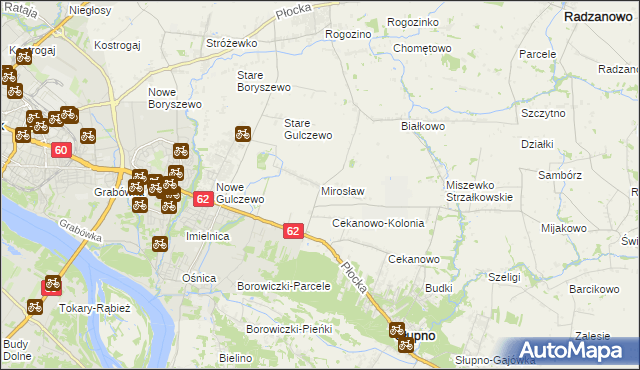 mapa Mirosław gmina Słupno, Mirosław gmina Słupno na mapie Targeo