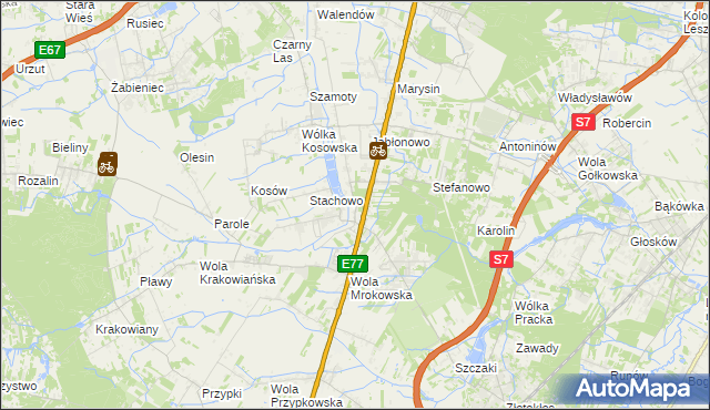 mapa Mroków gmina Lesznowola, Mroków gmina Lesznowola na mapie Targeo