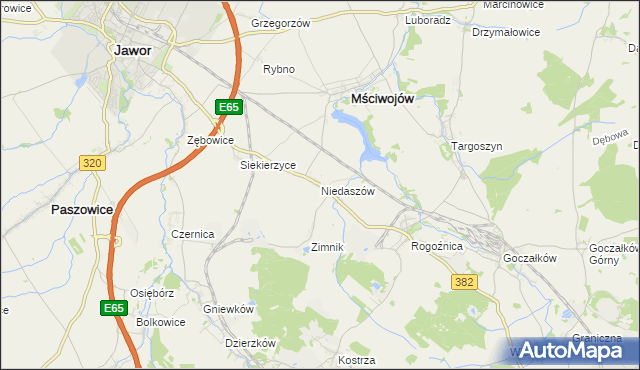 mapa Niedaszów, Niedaszów na mapie Targeo