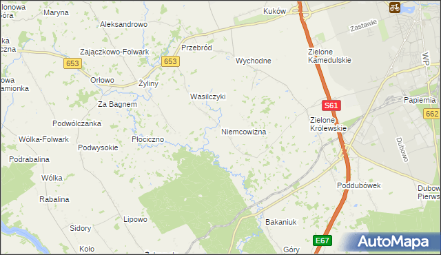 mapa Niemcowizna, Niemcowizna na mapie Targeo