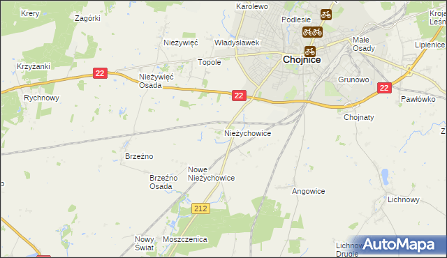 mapa Nieżychowice, Nieżychowice na mapie Targeo
