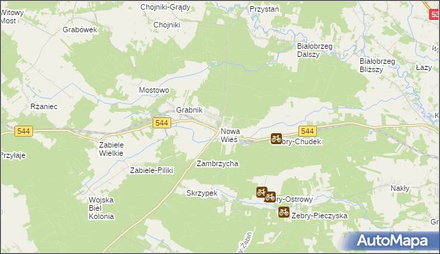 mapa Nowa Wieś gmina Olszewo-Borki, Nowa Wieś gmina Olszewo-Borki na mapie Targeo