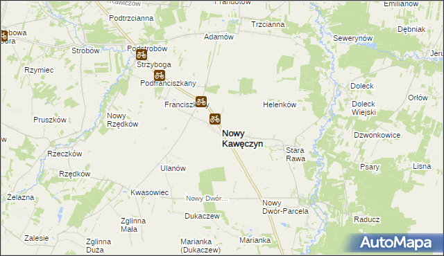 mapa Nowy Kawęczyn powiat skierniewicki, Nowy Kawęczyn powiat skierniewicki na mapie Targeo