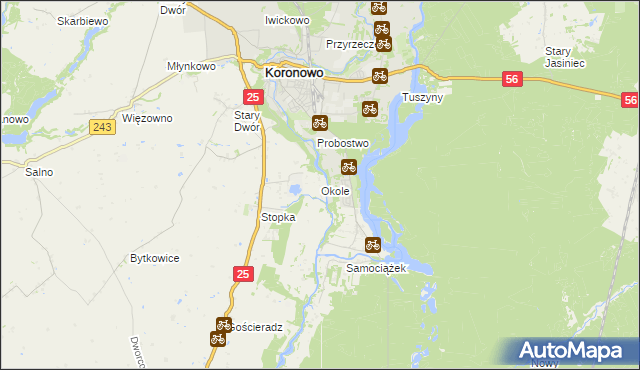 mapa Okole gmina Koronowo, Okole gmina Koronowo na mapie Targeo