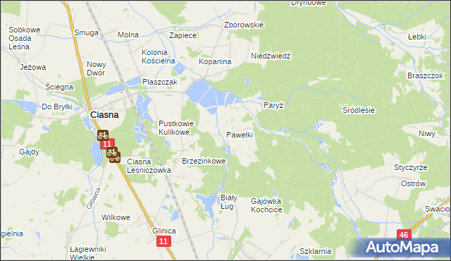 mapa Pawełki gmina Kochanowice, Pawełki gmina Kochanowice na mapie Targeo