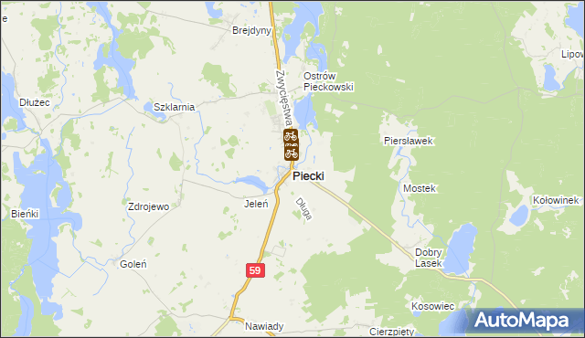 mapa Piecki powiat mrągowski, Piecki powiat mrągowski na mapie Targeo