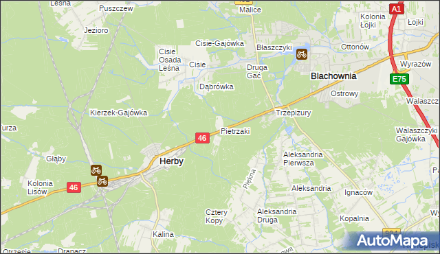 mapa Pietrzaki, Pietrzaki na mapie Targeo