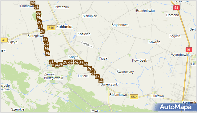 mapa Pigża gmina Łubianka, Pigża gmina Łubianka na mapie Targeo