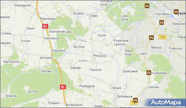 mapa Pińczyce, Pińczyce na mapie Targeo