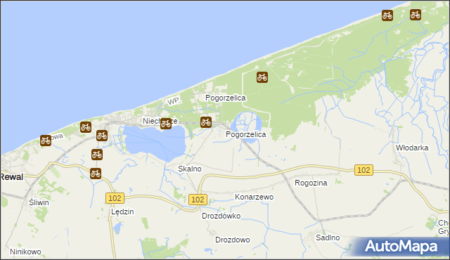 mapa Pogorzelica gmina Karnice, Pogorzelica gmina Karnice na mapie Targeo