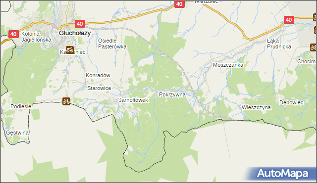 mapa Pokrzywna gmina Głuchołazy, Pokrzywna gmina Głuchołazy na mapie Targeo