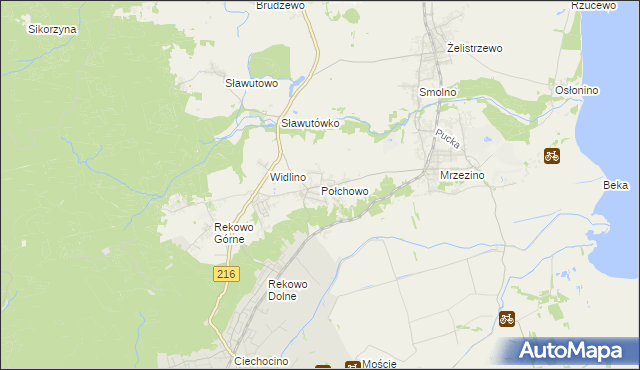 mapa Połchowo gmina Puck, Połchowo gmina Puck na mapie Targeo