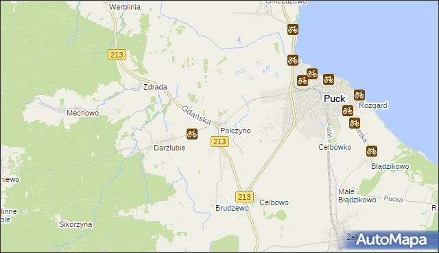 mapa Połczyno gmina Puck, Połczyno gmina Puck na mapie Targeo